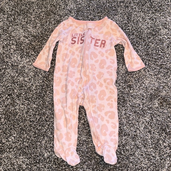 Carters Brand Footie Pajamas "Little Sister" Size 3-6 Months Great Condition - Picture 1 of 10